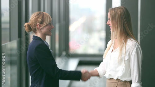 Two businesswoman shaking hands