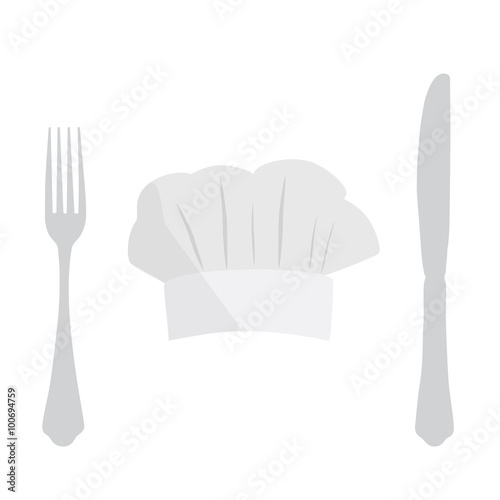 Cook hat, fork and knife