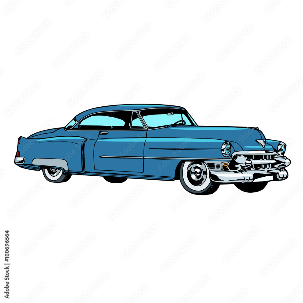 Retro blue car classic abstract model