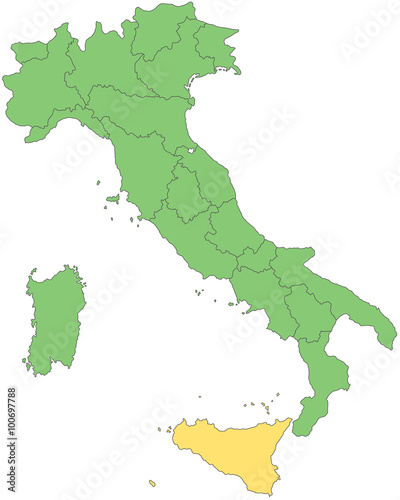 Italien - Sizilien (Vektor in Grün)