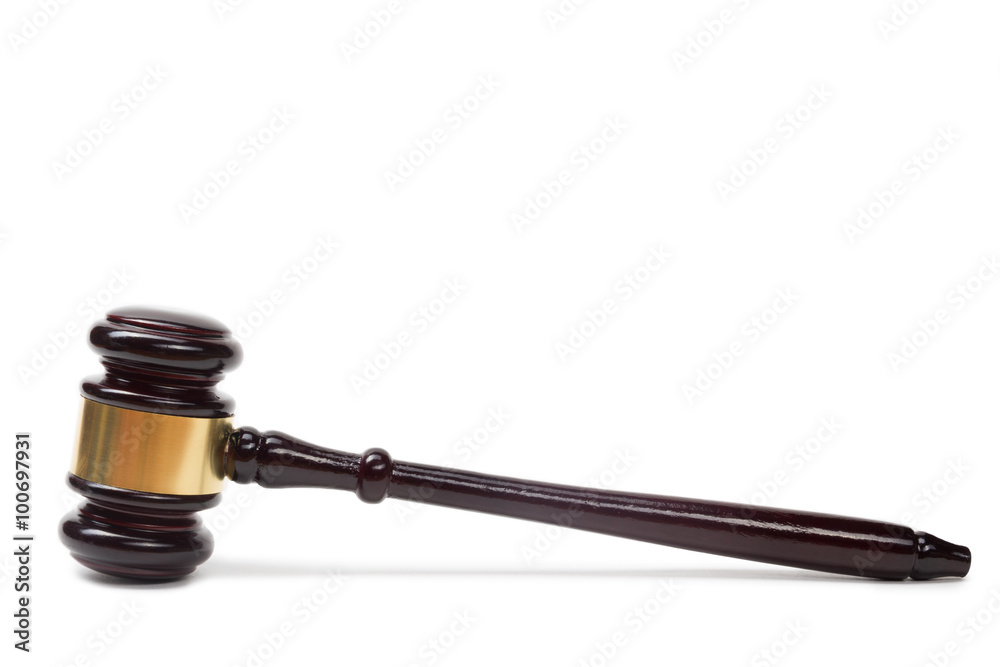 Law concept - Wooden judges gavel isolated on white background Law concept - Wooden judges gavel isolated on white background