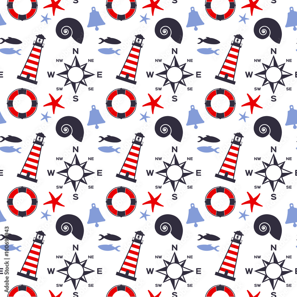 Nautical Motifs 8-1 - Seamless Background - Digital Paper Stock Illustration | Adobe Stock