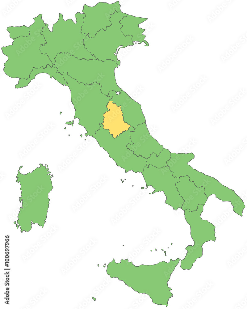 Italien - Umbrien (Vektor in Grün)