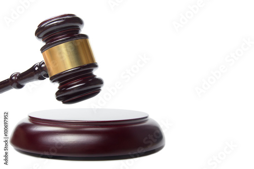 Obraz na plátne Law concept - Wooden judges gavel isolated on white background