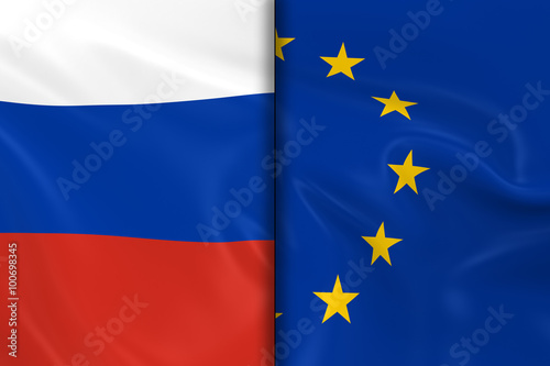 Flags of Russia and the European Union Split Down the Middle - 3