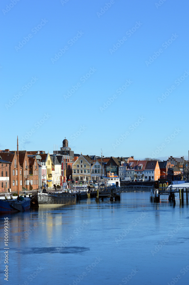 Fishing port of the town Husum along the North Sea, Germany