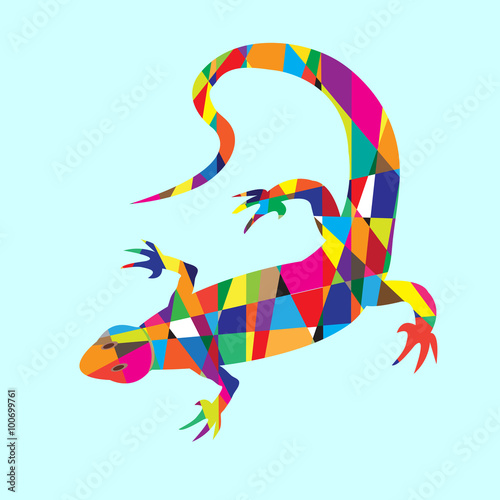 Vector picture with mosaic lizard