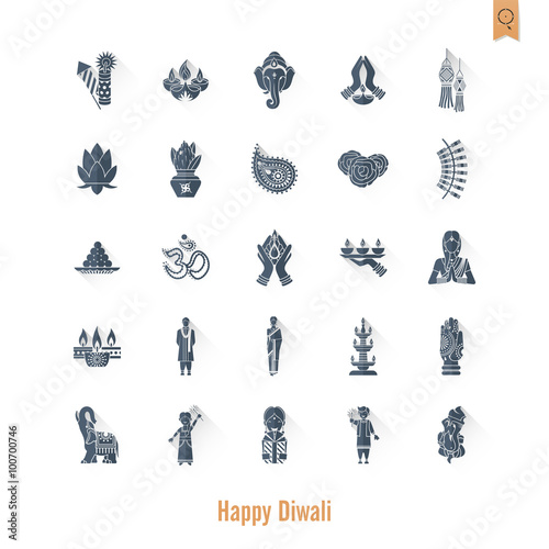 Diwali. Indian Festival Icons