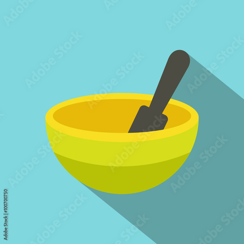 Yellow mortar and pestle flat icon 