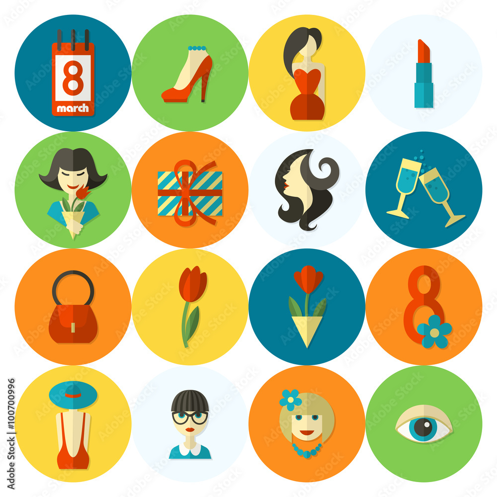 Womans Day Icon Set Womans Day Icon Set