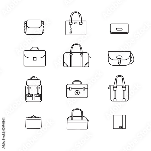 Bag icons set, Vector