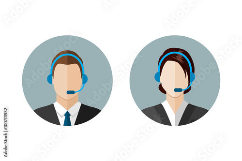 Call center operator icons
