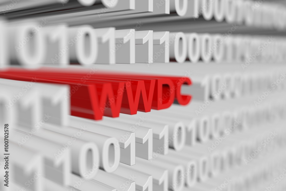 WWDC represented as a binary code with blurred background
