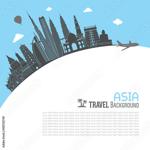 Asia travel and tourism background. Vector illustration