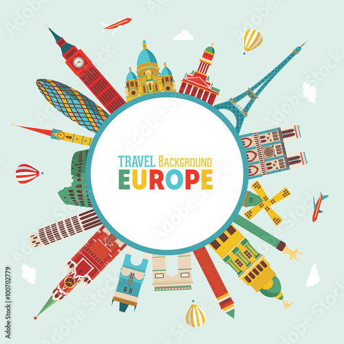 Travel and tourism background. Vector illustration