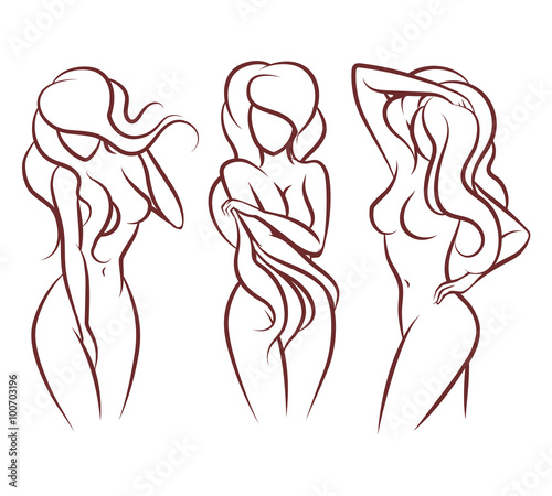 Beautiful woman vector silhouette. Beautiful girl body, fashion young sexy person lady illustration