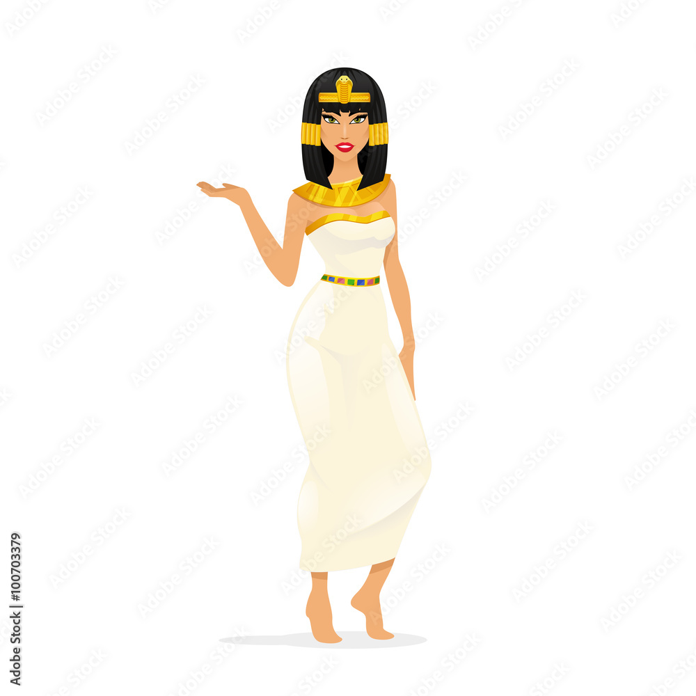 Egypt Queen Cleopatra Woman Portrait Attractive Sexy Person Vector Illustration Stock ベクター Adobe Stock