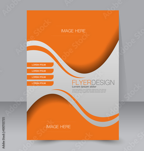 Flyer template. Business brochure. Editable A4 poster for design, education, presentation, website, magazine cover. Orange color.