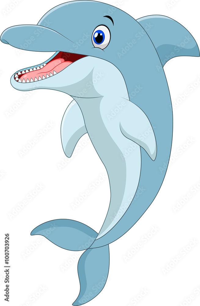 Obraz premium Cartoon funny dolphin jumping 
