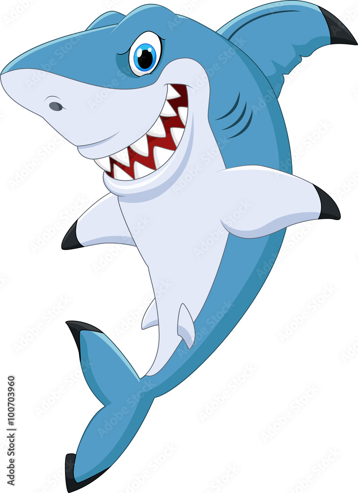 Fototapeta premium Cartoon funny shark posing 