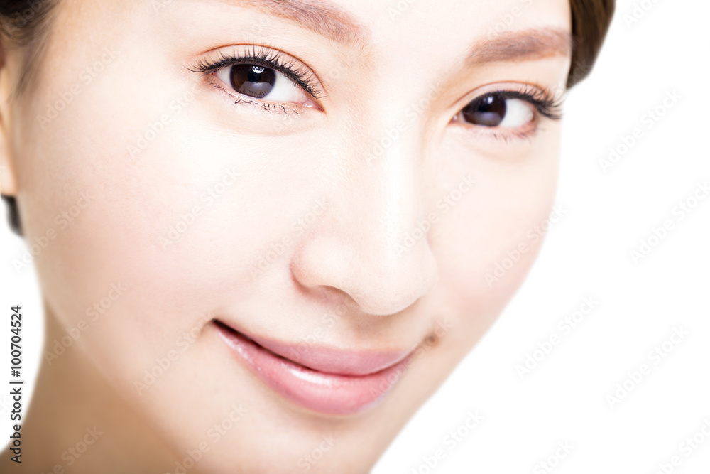 Closeup shot of young woman eyes makeup