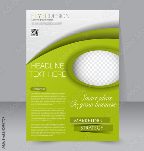 Flyer template. Brochure design. Editable A4 poster for business, education, presentation, website, magazine cover. Green color.