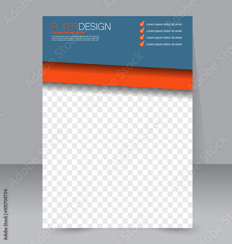 Flyer, brochure, magazine cover template design for education, presentation, website. Blue and orange color. Editable vector illustration.