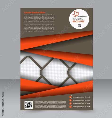 Flyer, brochure, magazine cover template design for education, presentation, website. Brown and orange color. Editable vector illustration.
