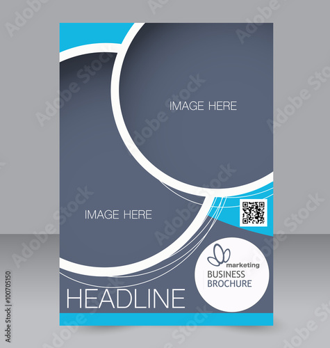 Flyer, brochure, magazine cover template design for education, presentation, website. Blue and grey color. Editable vector illustration.