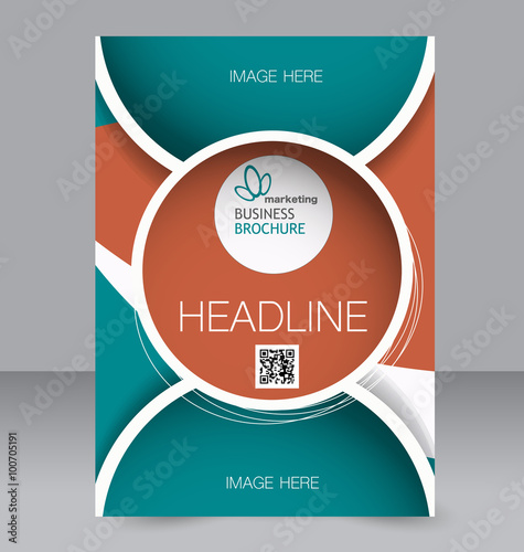 Flyer template. Brochure design. Editable A4 poster for business, education, presentation, website, magazine cover. Green and brown color.