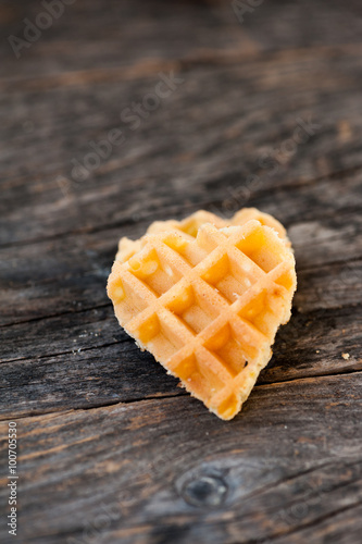 Waffles in the shape of a heart for Valentine's Day