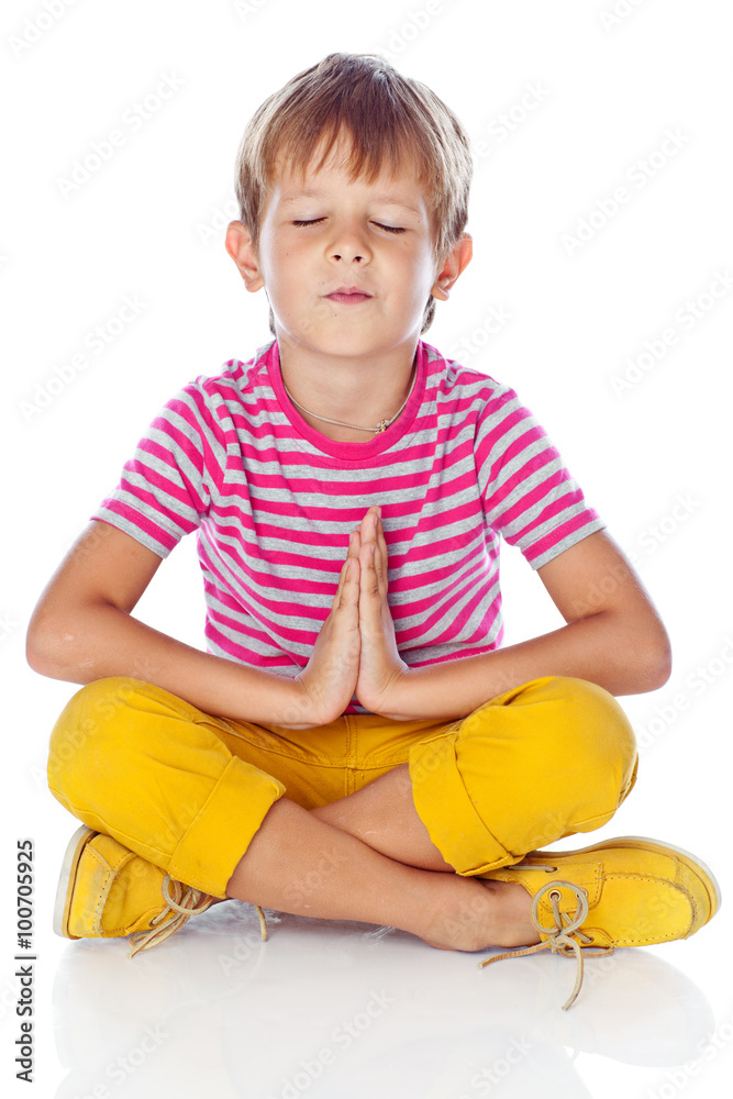 Stylish little boy in studio, white background Stylish little boy in studio, white background