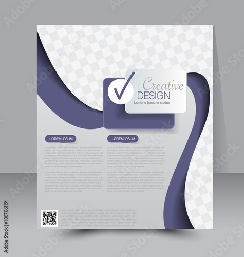Brochure design. Flyer template. Editable A4 poster for business, education, presentation, website, magazine cover. Purple color.