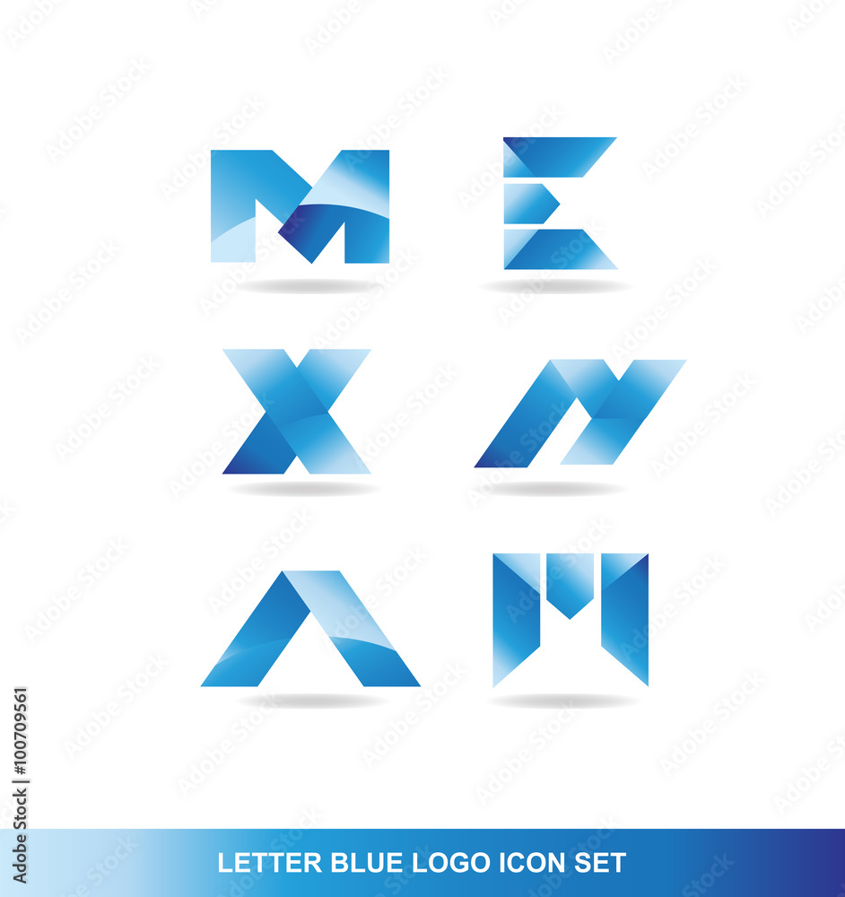 Blue letter logo set Blue letter logo set