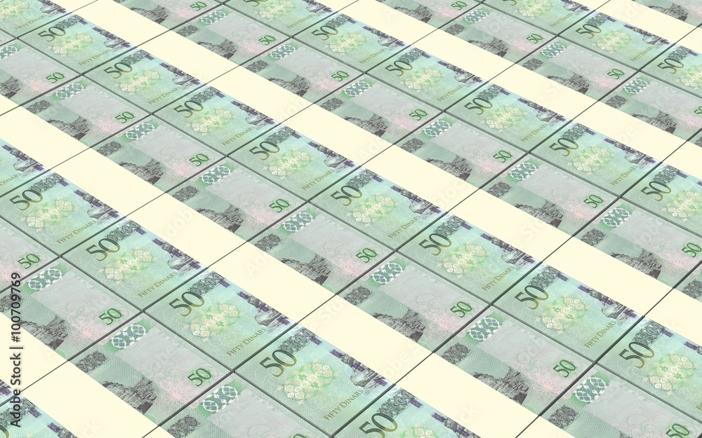 Libyan dinar bills stacked background. Computer generated 3D photo rendering.
