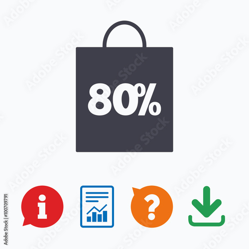 80 percent sale bag tag sign icon.