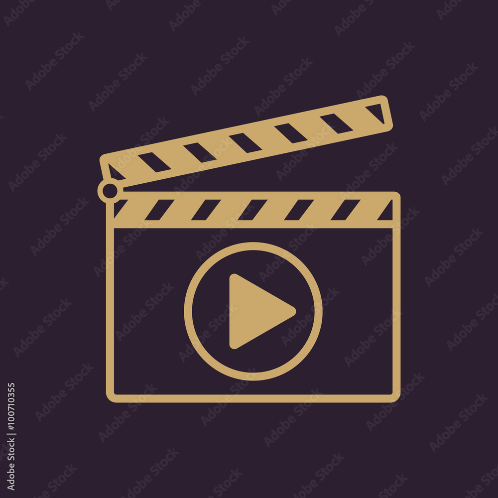 The clapper board icon. Play symbol. Flat The clapper board icon. Play symbol. Flat