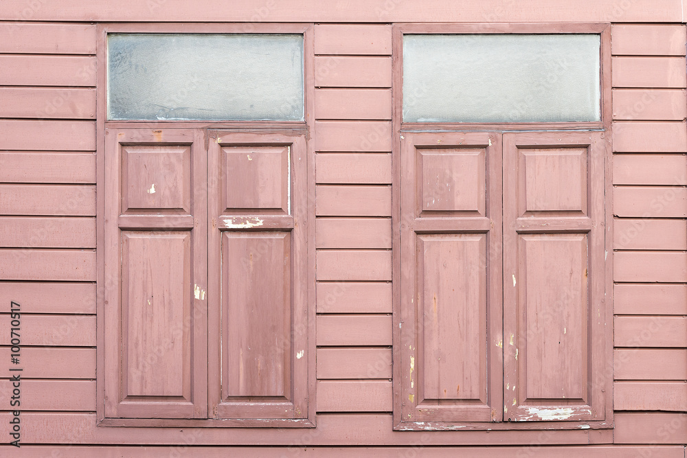the couple of red wood window in the vintage style the couple of red wood window in the vintage style