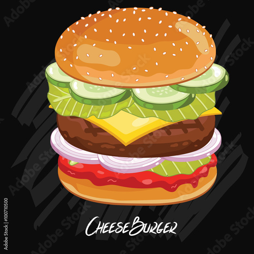 Burger vector isolated on black background