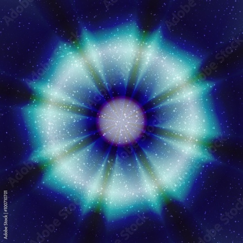 Mandala, blue starry flower ornament