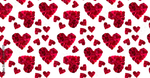  pattern red heart rose petals