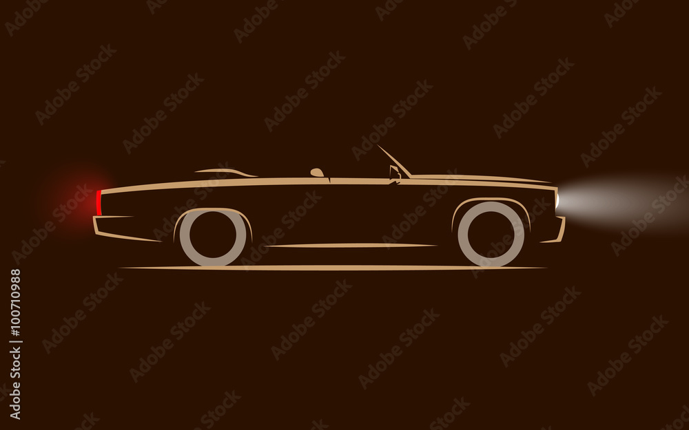 simple outline of a classic cabriolet car