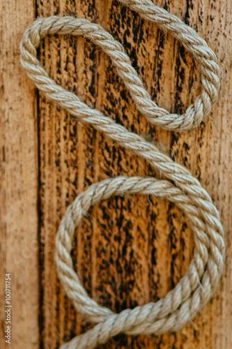 cable rope on a wooden board