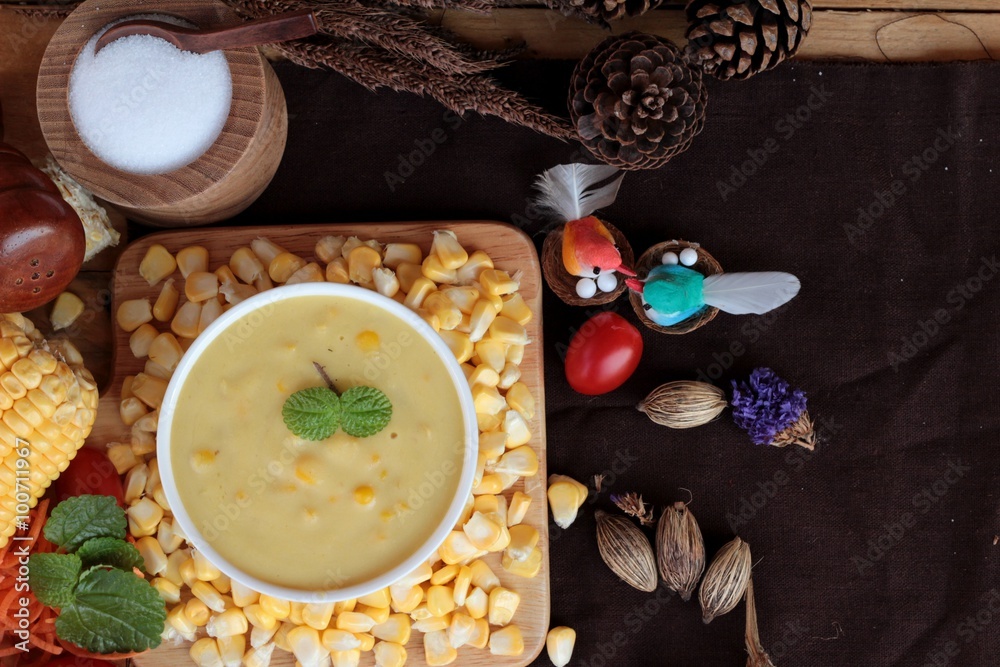 Corn cream soup and sweet corn delicious. Corn cream soup and sweet corn delicious.