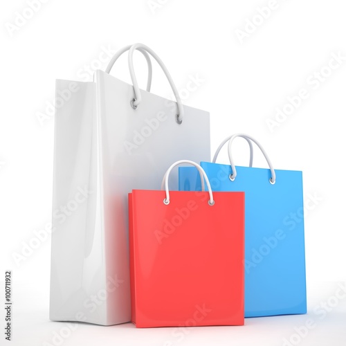 Paper Shopping Bags isolated on white background