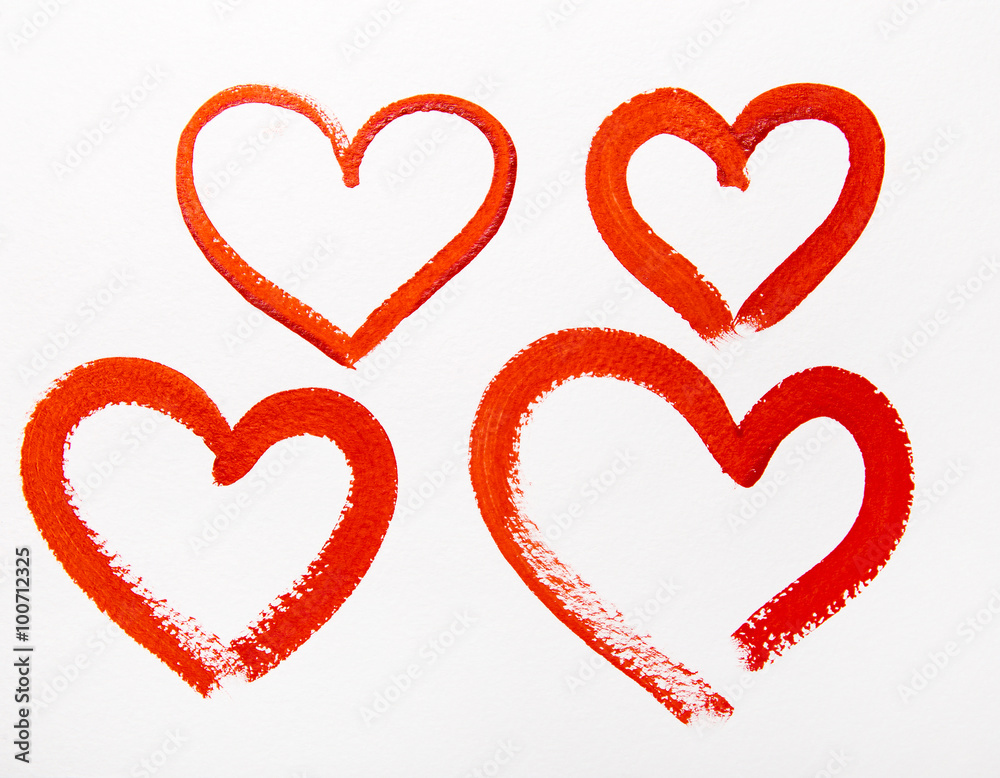 red hearts watercolor