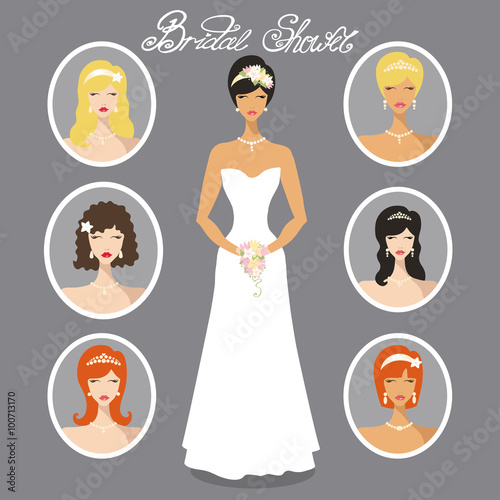 Bride  images set.Different Wedding hairstyle