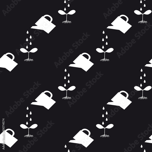 watering can to water the plants, seamless pattern