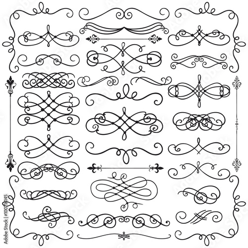 Vector Black Vintage Hand Drawn Swirls Collection