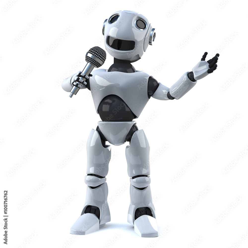 3d Robot has the microphone 3d Robot has the microphone